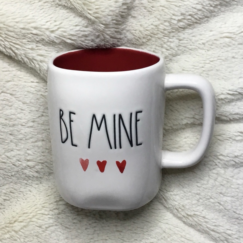 Rae Dunn Mug BE MINE hearts Red Inside Mug Vday